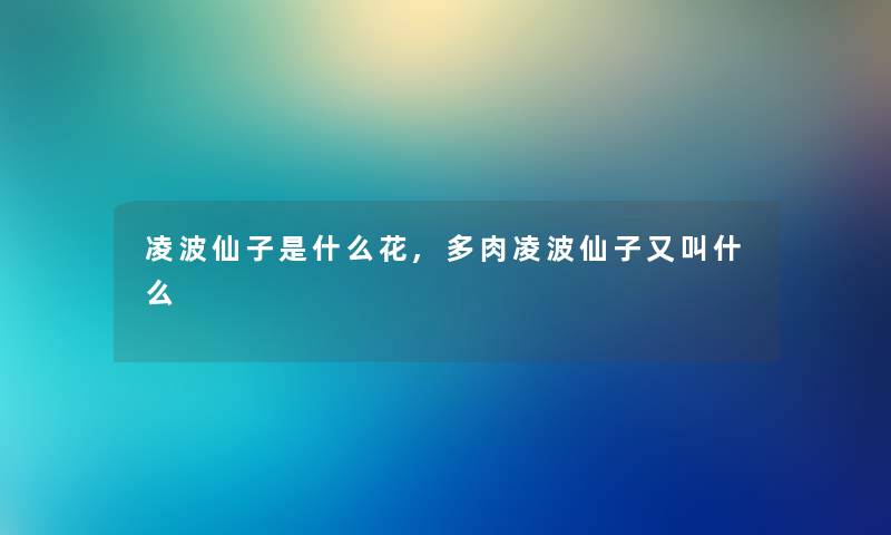 凌波仙子是什么花,多肉凌波仙子又叫什么