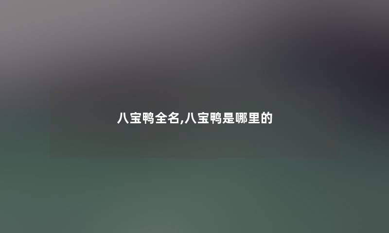 八宝鸭全名,八宝鸭是哪里的