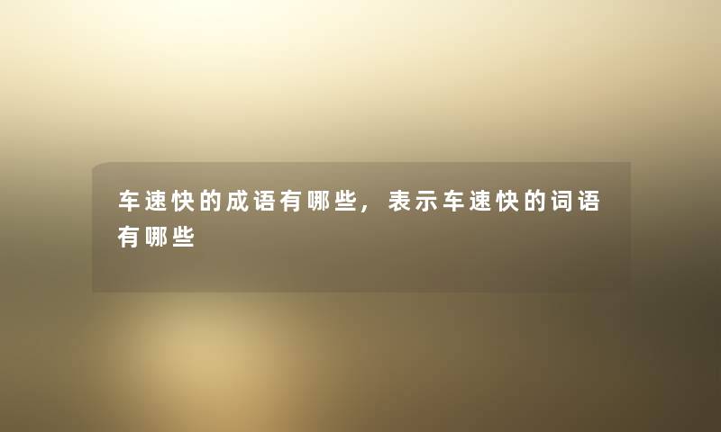 车速快的成语有哪些,表示车速快的词语有哪些