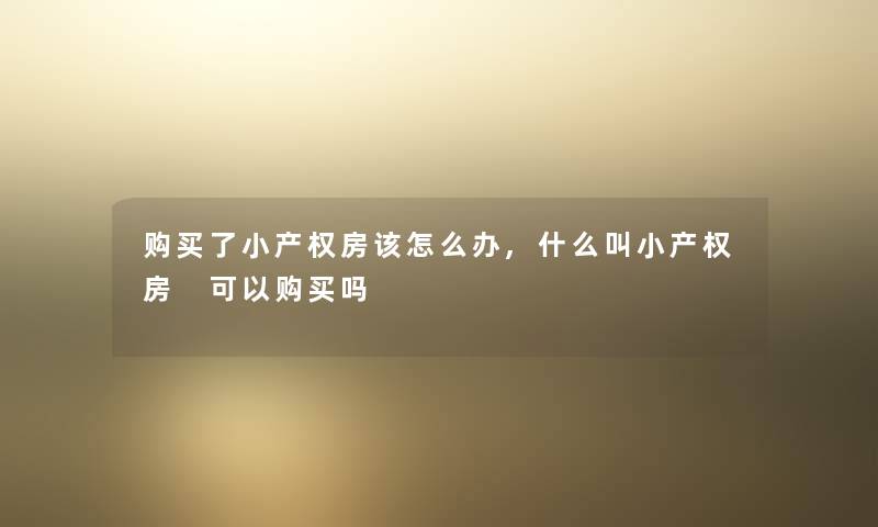 购买了小产权房该怎么办,什么叫小产权房 可以购买吗