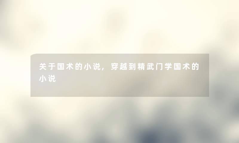 关于国术的小说,穿越到精武门学国术的小说