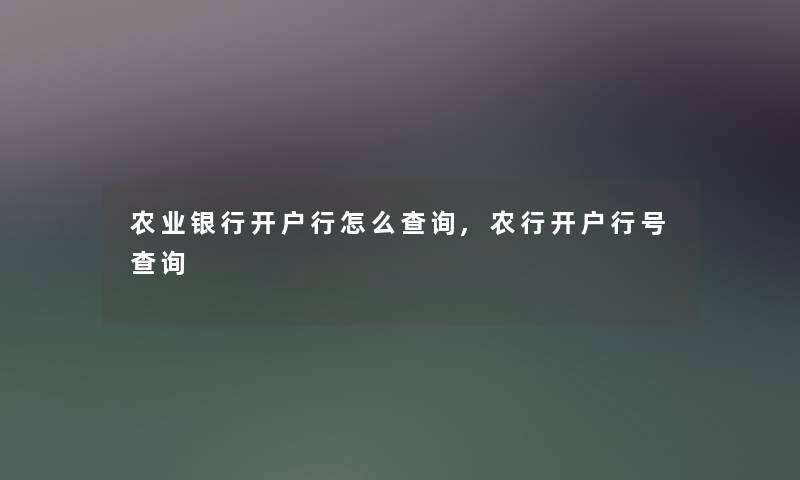 农业银行开户行怎么查阅,农行开户行号查阅