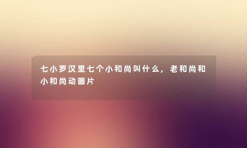 七小罗汉里七个小和尚叫什么,老和尚和小和尚动画片