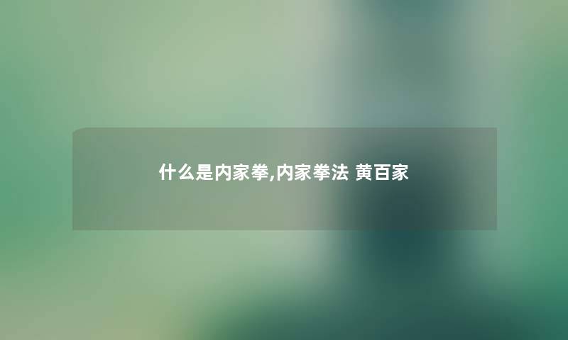 什么是内家拳,内家拳法 黄百家