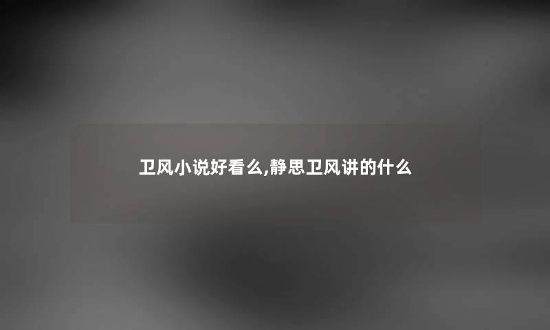 卫风小说好看么,静思卫风讲的什么