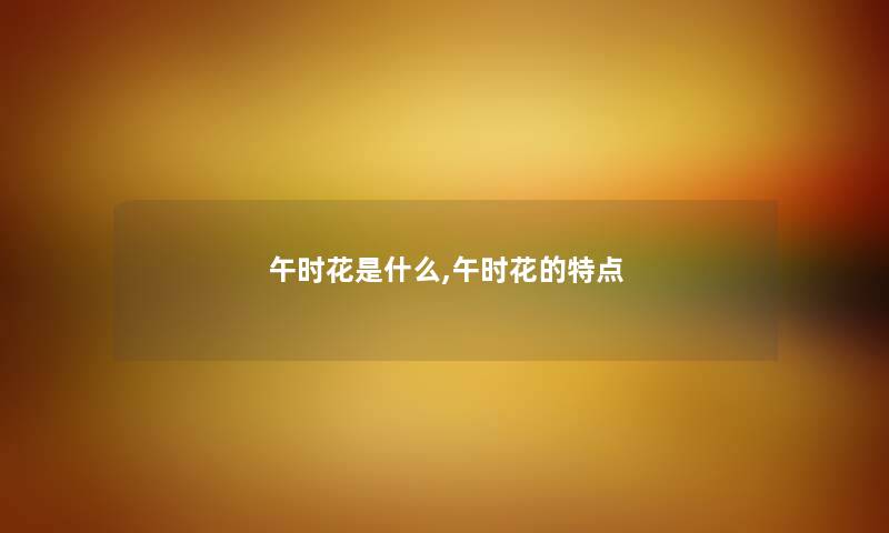 午时花是什么,午时花的特点
