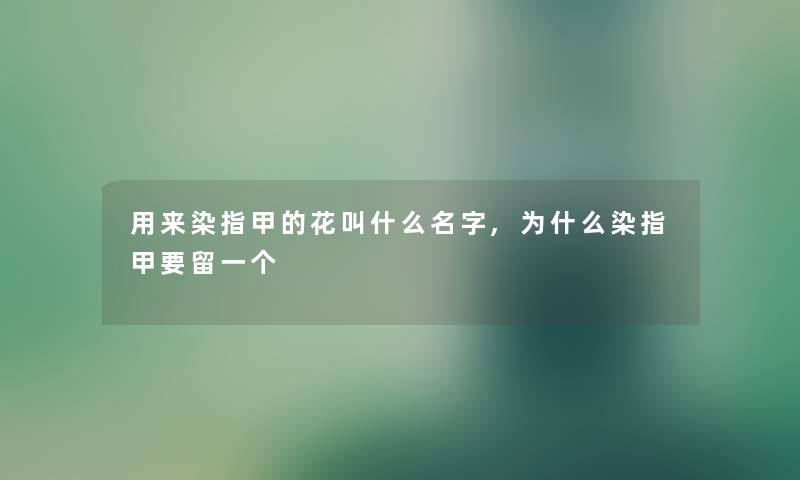 用来染指甲的花叫什么名字,为什么染指甲要留一个