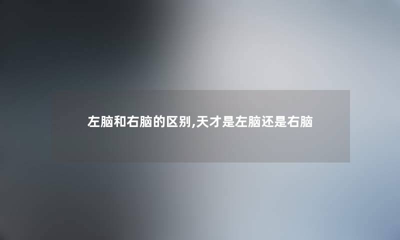 左脑和右脑的区别,天才是左脑还是右脑