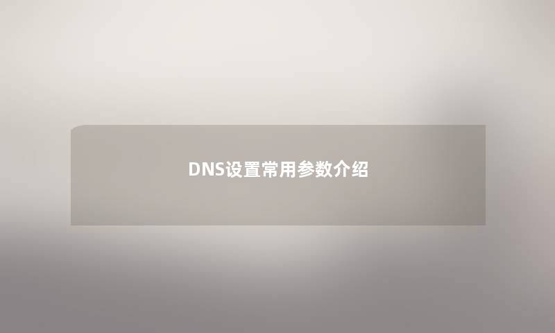 DNS设置常用参数介绍