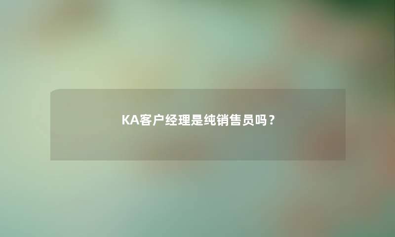 KA客户经理是纯销售员吗？