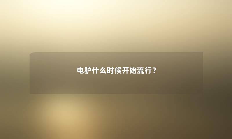 电驴什么时候开始流行？