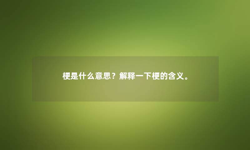 梗是什么意思？解释一下梗的含义。