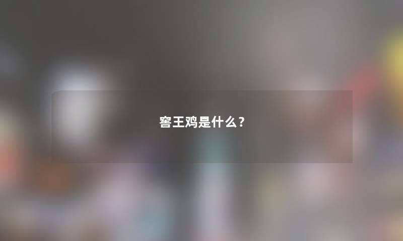 窖王鸡是什么？