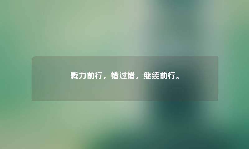 戮力前行，错过错，继续前行。