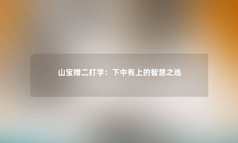 山宝赠二打字：下中有上的智慧之选