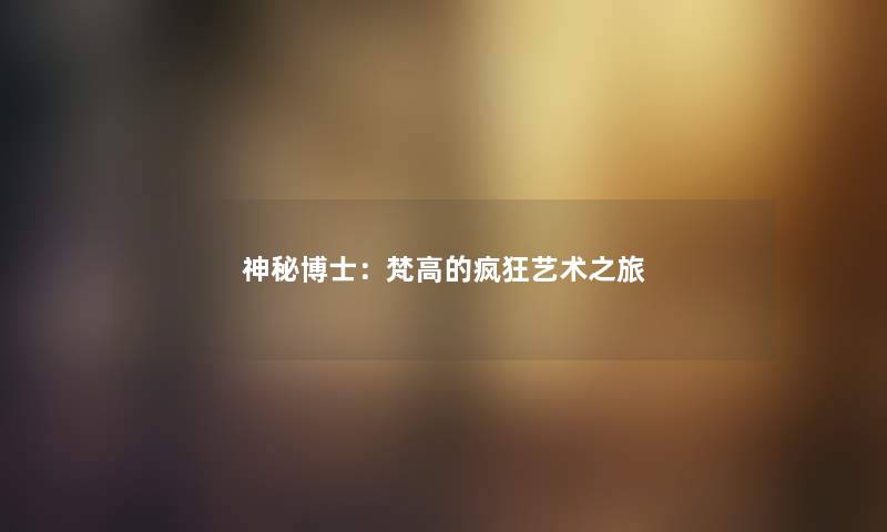 神秘博士：梵高的疯狂艺术之旅