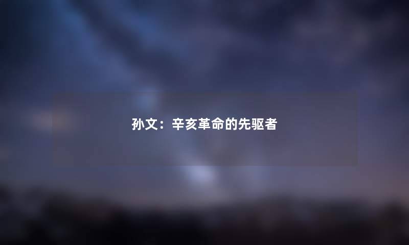 孙文：辛亥革命的先驱者