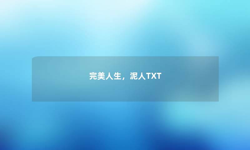 完美人生，泥人TXT