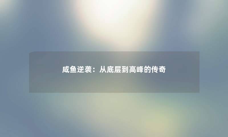 咸鱼逆袭：从底层到高峰的传奇