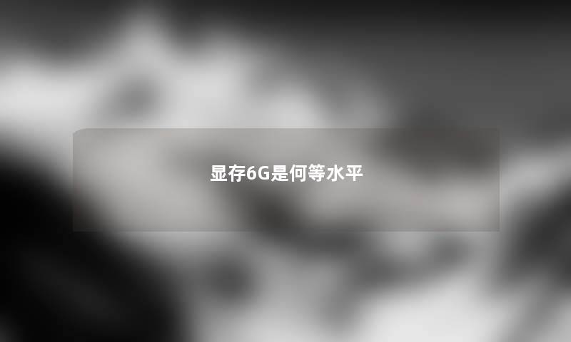 显存6G是何等水平