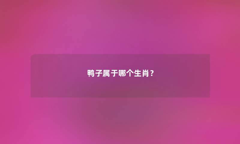 鸭子属于哪个生肖？