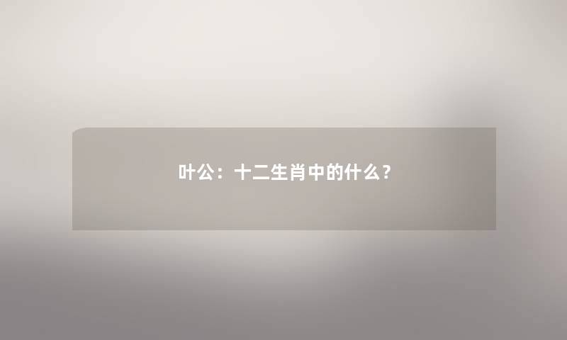叶公：十二生肖中的什么？