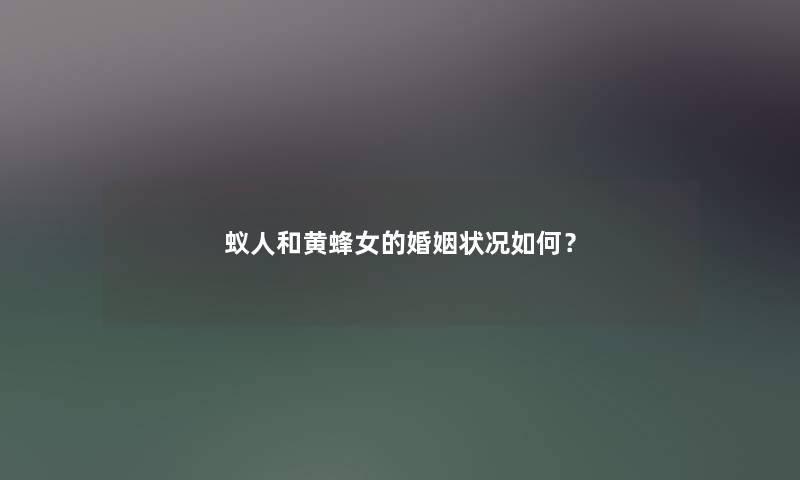 蚁人和黄蜂女的婚姻状况如何？