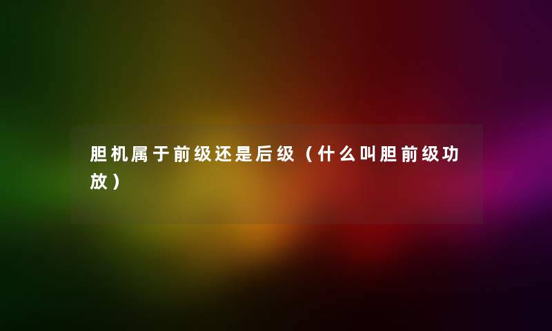 胆机属于前级还是后级（什么叫胆前级功放）