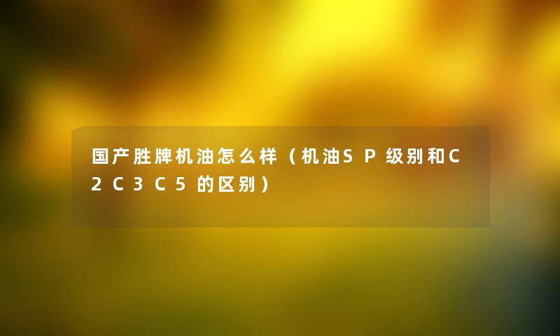 国产胜牌机油怎么样（机油SP级别和C2C3C5的区别）