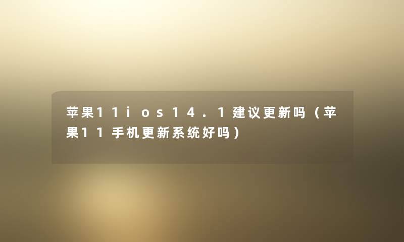 苹果11ios14.1建议更新吗（苹果11手机更新系统好吗）