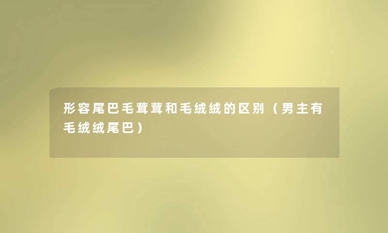 形容尾巴毛茸茸和毛绒绒的区别（男主有毛绒绒尾巴）