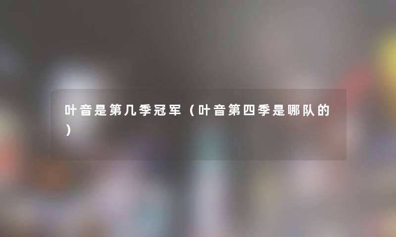 叶音是第几季冠军（叶音第四季是哪队的）