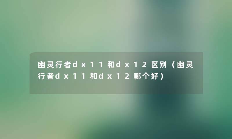幽灵行者dx11和dx12区别（幽灵行者dx11和dx12哪个好）