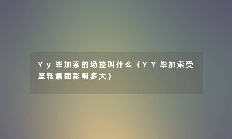Yy毕加索的场控叫什么（YY毕加索受至雅集团影响多大）