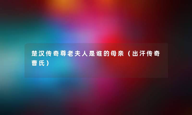 楚汉传奇尊老夫人是谁的母亲（出汗传奇曹氏）