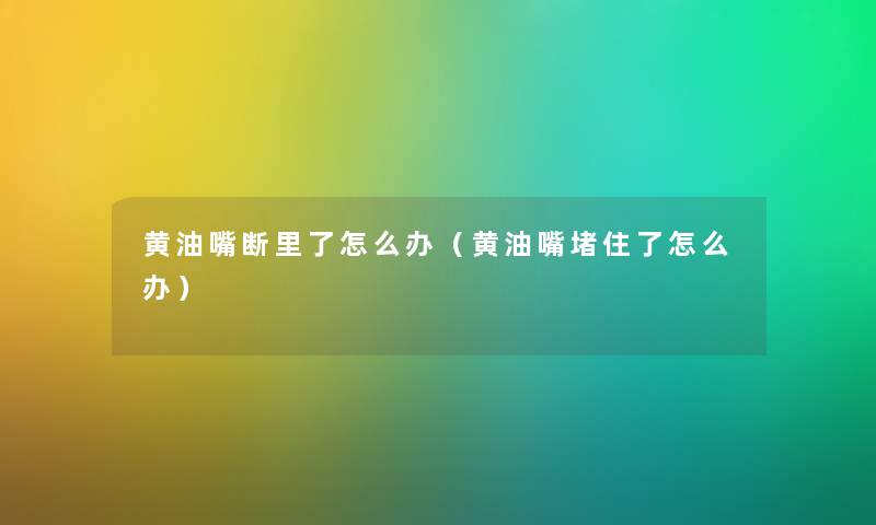 黄油嘴断里了怎么办（黄油嘴堵住了怎么办）