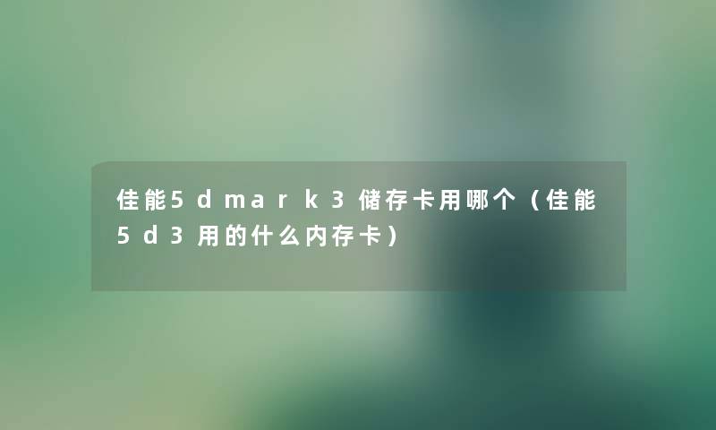 佳能5dmark3储存卡用哪个（佳能5d3用的什么内存卡）