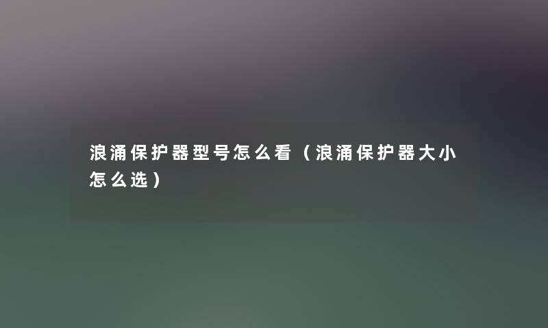 浪涌保护器型号怎么看（浪涌保护器大小怎么选）