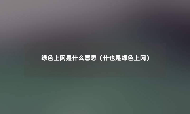 绿色上网是什么意思（什也是绿色上网）