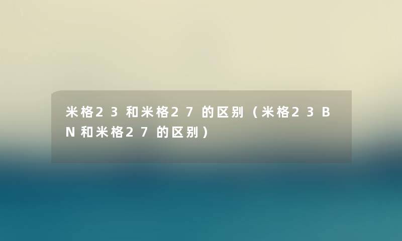 米格23和米格27的区别（米格23BN和米格27的区别）