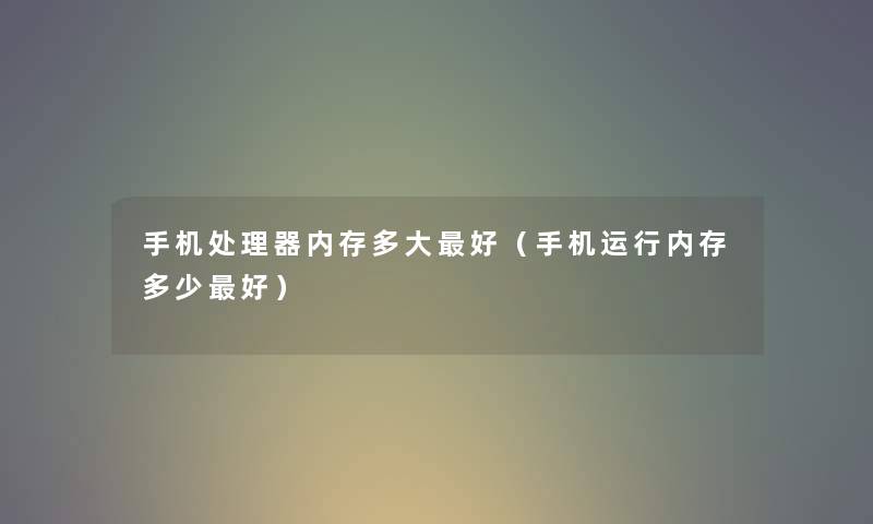 手机处理器内存多大好（手机运行内存多少好）