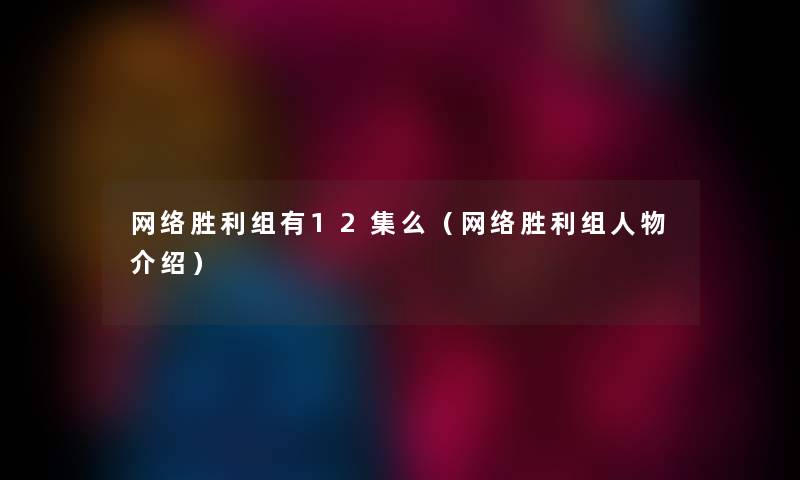 网络胜利组有12集么（网络胜利组人物介绍）