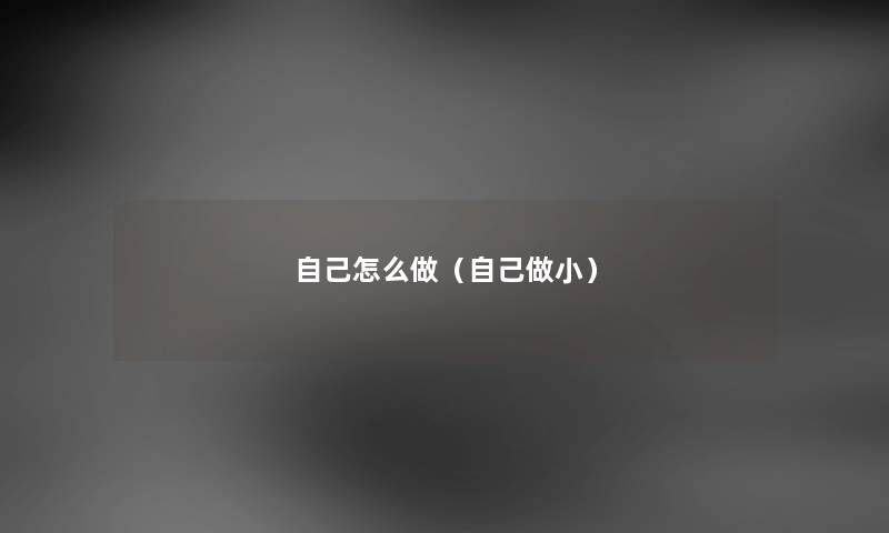 自己怎么做（自己做小）