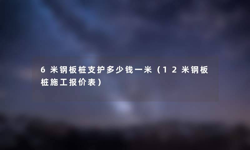 6米钢板桩支护多少钱一米（12米钢板桩施工报价表）