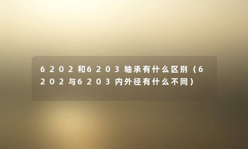 6202和6203轴承有什么区别（6202与6203内外径有什么不同）
