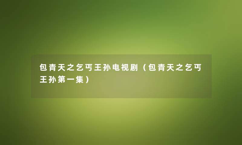 包青天之乞丐王孙电视剧（包青天之乞丐王孙第一集）