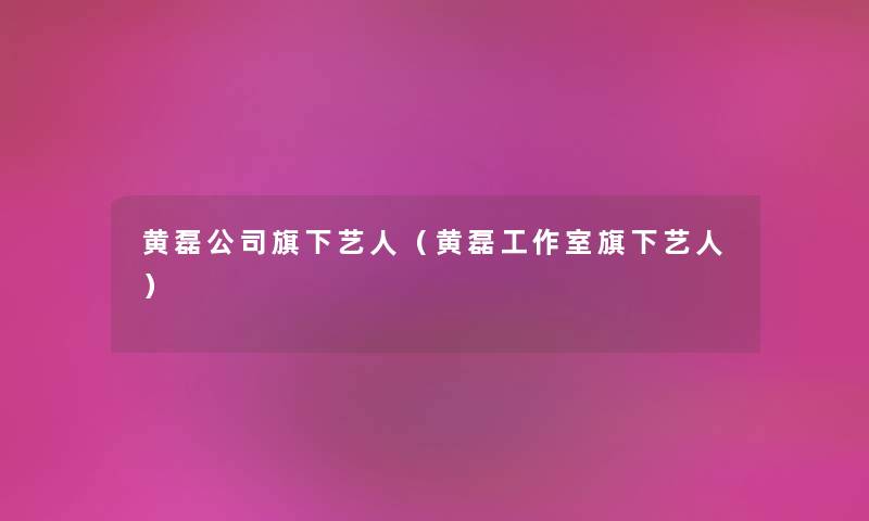 黄磊公司旗下艺人（黄磊工作室旗下艺人）