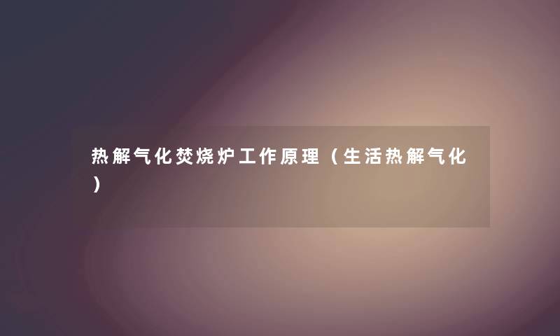 热解气化焚烧炉工作原理（生活热解气化）