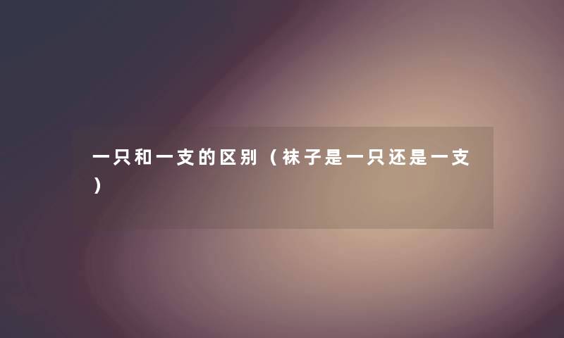 一只和一支的区别（袜子是一只还是一支）