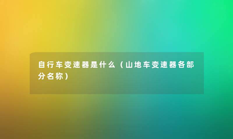 自行车变速器是什么（山地车变速器各部分名称）